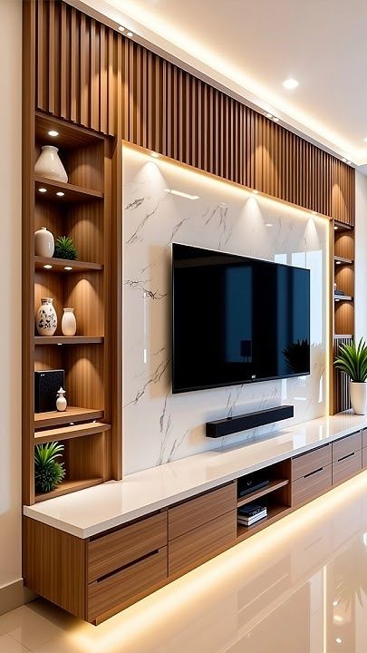 Luxury Wall-Mounted TV Unit Design